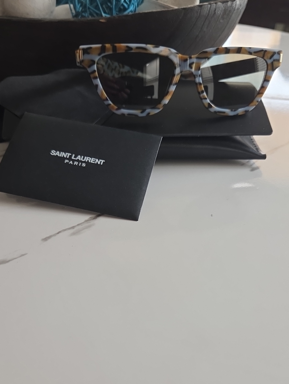 Saint Laurent Men’s Tortoiseshell Sunglasses - Brown/Black/White